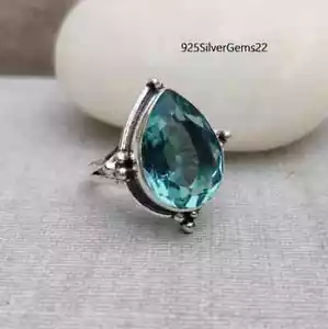 Aquamarine Ring, Women's Ring, 925 Sterling Silver Ring, Beautiful Ring, - Picture 1 of 6