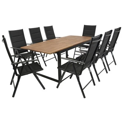 Gartengarnitur Sitzgruppe Gartenmöbel Garnitur RIVELLO Alu Akazie braun 9-teilig - Bild 1 von 4