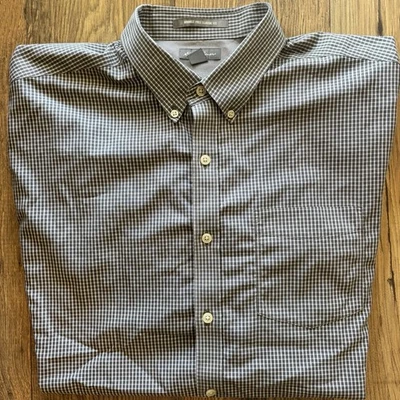 Eddie Bauer Shirt XL Tall Gray Wrinkle Free Classic Fit  Checkered Button Down - Image 1 of 4