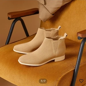 Vivaia Women's Ryan Chelsea Boot Size 41.5 Nude Peach Square Toe Pre Owned GREAT - Picture 1 of 10