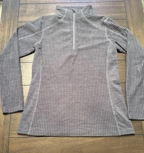 Columbia Pullover Damen mittelgrau Viertelreißverschluss Waffelstrick Thermo Oberteil Wandern - Bild 1 von 6