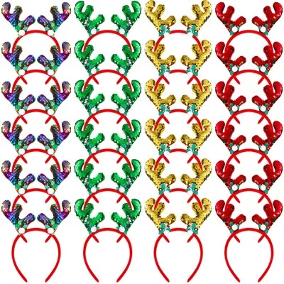 24 Piezas Diademas de Reno de Navidad, Disfraz de Cuerno Cabeza Brillante a Granel... Foto 1 de 4