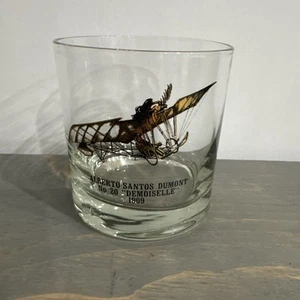 vtg Plane Bar glass tumbler 3 1/2" Alberto-Santos Dumont No 20 Demoiselle 1909 - Picture 1 of 10
