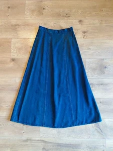 LL Bean Women's Denim Chambray Maxi Skirt A-Line Tencel Size 4 Blue - Picture 1 of 6