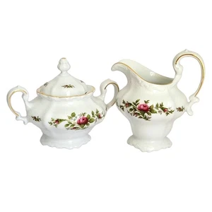 Vintage Johann Haviland Cream Sugar Set China Traditions Moss Rose Cottagecore - Picture 1 of 9