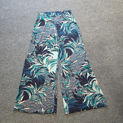 Cabi Pants Womens Size Large Green Blue Tropical Wide Leg Slinky Stretch Casual - Image 1 of 4