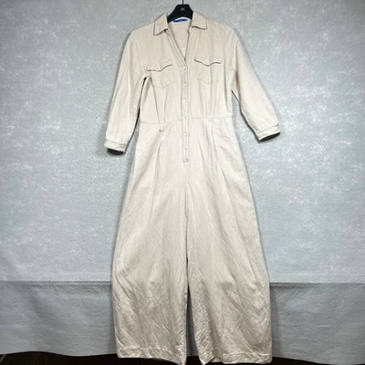 Mono para mujer J McLaughlin talla pequeña beige mezcla de lino pierna ancha de lujo Foto 1 de 4