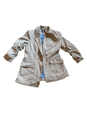 Jaqueta Blazer Feminina Vintage Y2K Tommy Hilfiger Tweed Borda Desgastada Tamanho 10 - Imagem 1 de 4