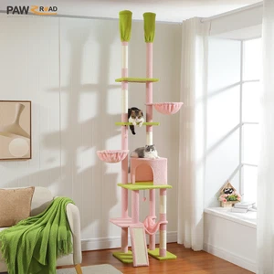 Cactus Cat Tree Floor to Ceiling Cat Tower with Adjustable Height 216-285CM 7 Ti - Picture 1 of 14