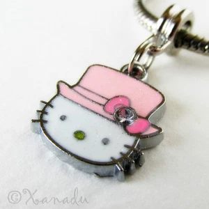 Pink Hello Kitty Top Hat European Charm Bead For Charm Bracelets And Necklaces - Picture 1 of 7