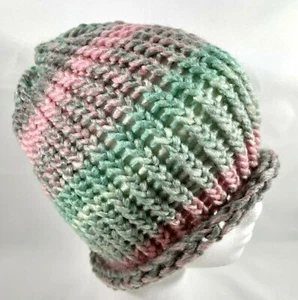 Gorro tejido a mano rosa pastel verde gris lavanda para mujer hombre mezcla de lana #1 - Imagen 1 de 4