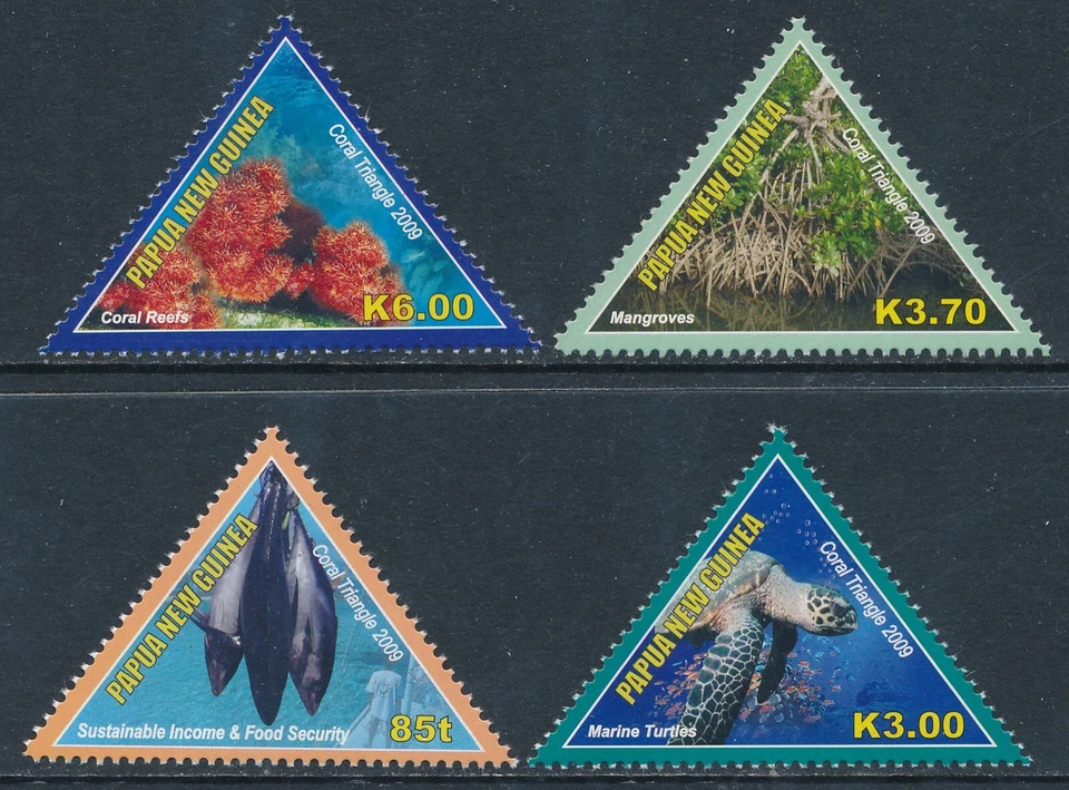 PAPÚA NUEVA GUINEA CORAL TRIÁNGULO 2009 CONJUNTO DE 4 FINOS COMO NUEVOS MNH Foto 1 de 1