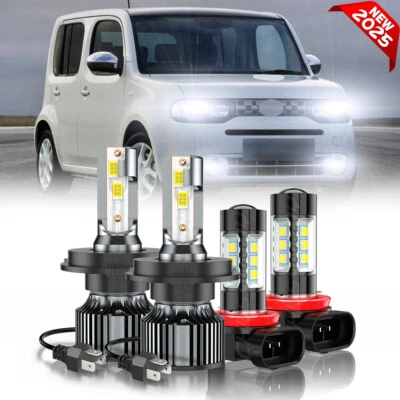 For Nissan Cube 2009-2014 4X LED Headlight High/Low Beam + Fog Light Bulbs 6000K - Image 1 of 4