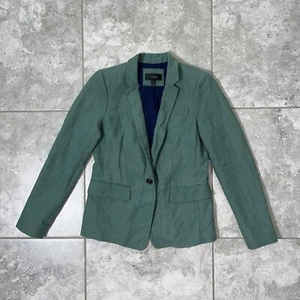 J Crew Regent Leinen Einreiher Knopf Blazer Jacke B8430 Grün Klassisch 6 - Bild 1 von 19