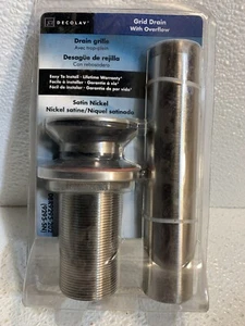 Grid Drain ( Decolav) W/ Overflow Satin Nickel DBR9295-202SN, Commercial Grade. - Picture 1 of 3