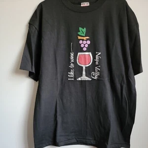 Vintage Oneita Napa Valley I Like to Wine XL Single Stitch Black Short Sleeve - Picture 1 of 8