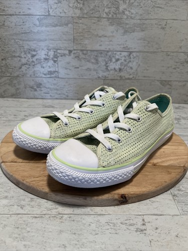 Scarpe basse Converse All Star traforate verde lime ragazze Junior taglia 4 ottime condizioni