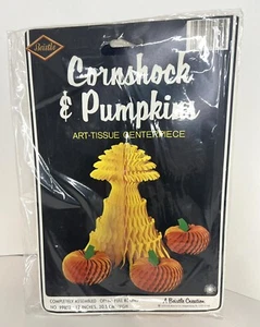 NOS Beistle 1979 One Cornshock & Pumpkins Art Tessue 12" centrotavola #99852 - Foto 1 di 2