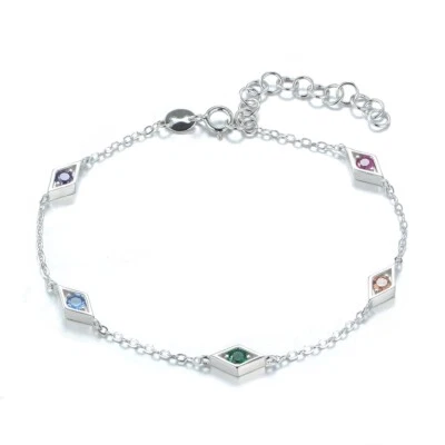 Ladies Sterling 925 Silver Ruby, Emerald, Amethyst, Aquamarine & Topaz Bracelet - Image 1 of 4