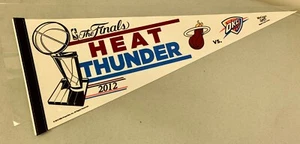 2012 Miami Heat OKC Thunder NBA Finals Champions Pennant Room Decor Flag NEW - Picture 1 of 6