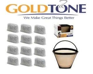 (12) GoldTone Charcoal Water Filters & #4 Cone Filter for Cuisinart Coffee Maker - Picture 1 of 8