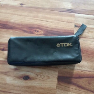 Vintage TDK Soft Cover Cassette Tape Holder Zipper Case Storage Strap - Holds 15 - Picture 1 of 4