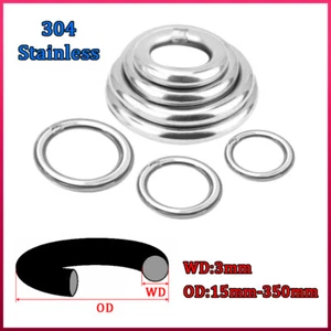 304 Stainless Steel O Ring Heavy Duty Solid Metal Round Rings 3mm Wire Diameter - Picture 1 of 12