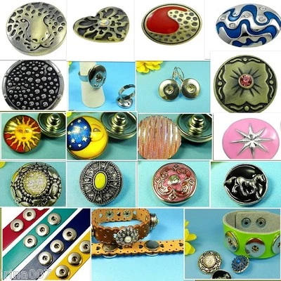CHUNK BUTTON Druckknöpfe ARMBAND  RING  OHRRINGE KETTE Stecknadel KOMPATIBEL/268 - Bild 1 von 4