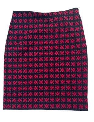 Saia lápis Adrienne Vittadini preta vermelha 8 silenciosa luxo carreira elástica zíper lateral - Imagem 1 de 4