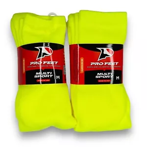 Pro Feet Multi Sport Socks Neon Yellow Lime Boys Girls Size M 2 Pair NWT - Picture 1 of 3