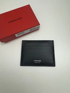 Auténtico Portatarjetas Ferragamo Para Hombre Negro Delgado Cuero Nuevo Con Caja - Imagen 1 de 6