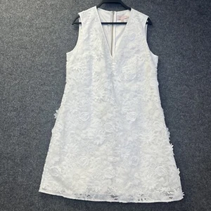 Ted Baker dress size 4 White Soniah V Neck Applique Lace sleeveless shift 3D   - Picture 1 of 24
