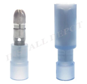 (100) CONECTORES DE BALA DE NAILON CALIBRE 16-14 AZUL TERMINALES DE CABLE HOMBRE MUJER .157" - Imagen 1 de 2