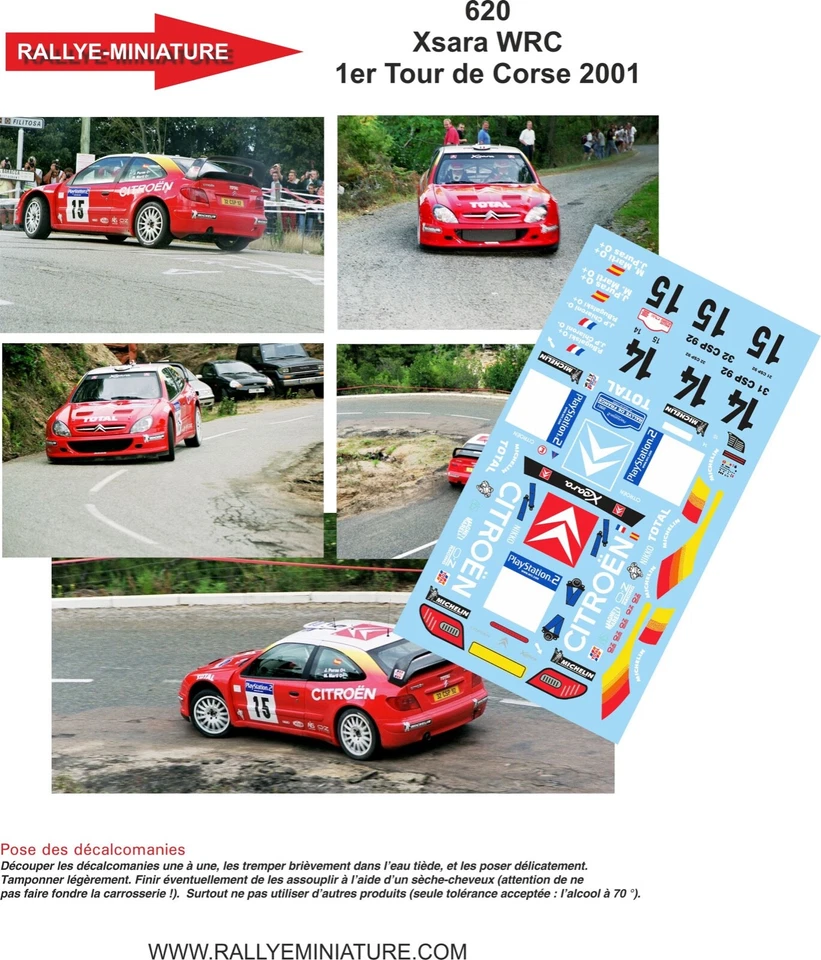 DECALS 1/43 REF 0620 CITROEN XSARA WRC BUGALSKI TOUR DE CORSE 2001 RALLYE RALLY - Photo 1/1