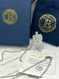 Crystal Yorkie dog sterling silver on chain necklace the Bradford Exchange boxed - Picture 1 of 15