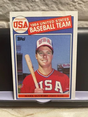 Tarjeta de novato de béisbol 1985 Topps #401 Mark McGWIRE 1984 EE. UU. RC Oakland Athletics Foto 1 de 2