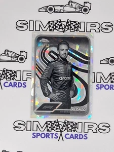2024 Topps Chrome F1 #11 Fernando Alonso Black & White Portrait Refractor #18/20 - Picture 1 of 2