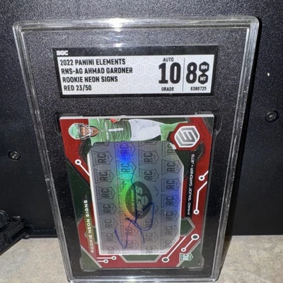 2022 Panini Elements AHMAD "SAUCE" GARDNER RC Red Neon Signs AUTO /50 SGC8/10 - Image 1 of 3