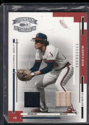 ROD CAREW 2004 DONRUSS РЕТРО НИТКИ двойной игры б/у бита Джерси реликвия #D /50 - Изображение 1 из 2