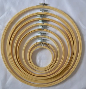 Cross Stitch / Embroidery Hoops Bundle x 8 Wooden Different Sizes - Picture 1 of 2