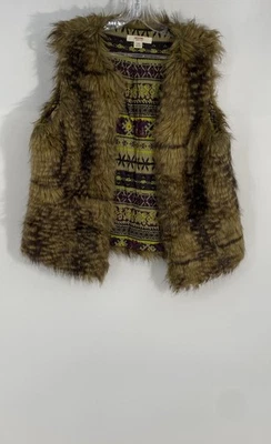 Chaleco Mossimo Supply Co. Mujer Marrón Negro Imitación Piel Frente Abierto Talla Grande Foto 1 de 4