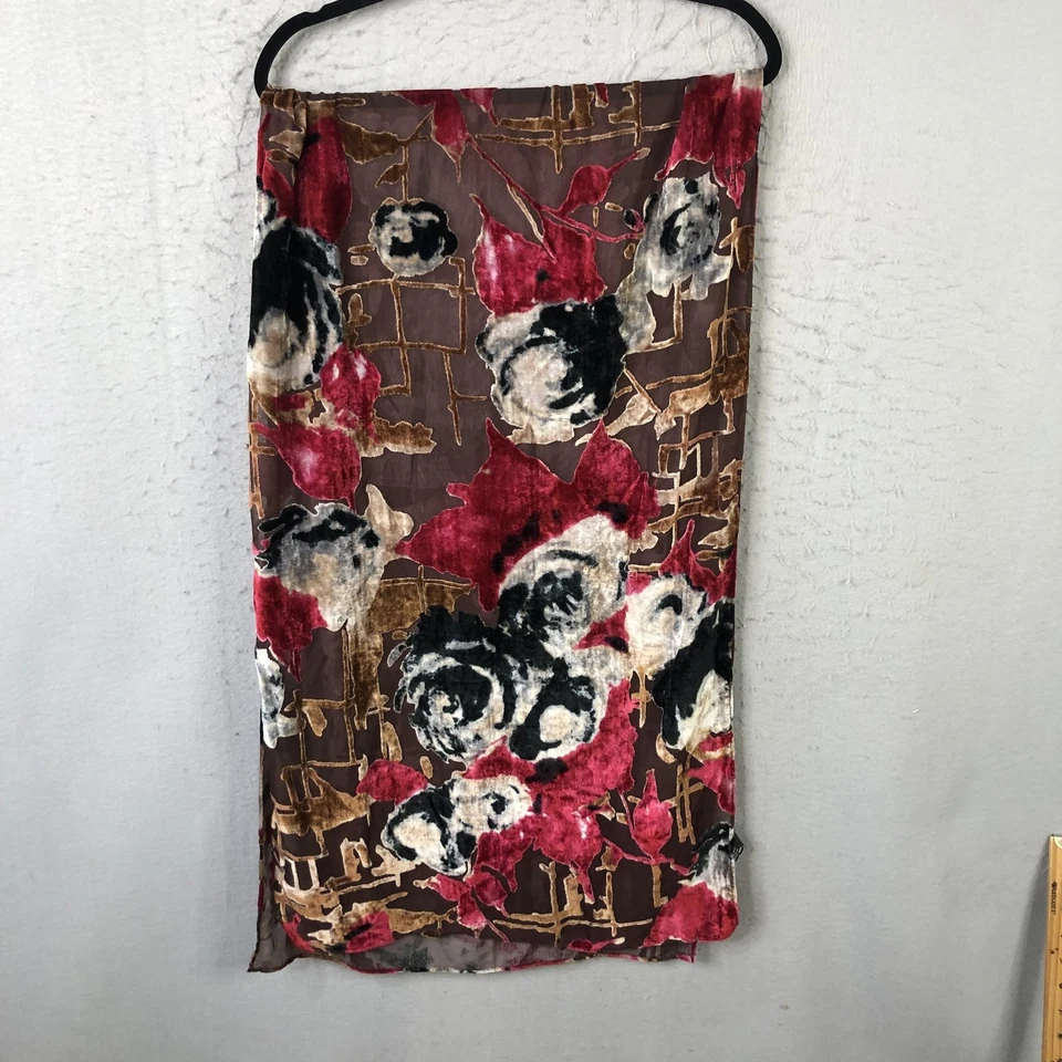 Jones New York Bufanda Mujer Talla Única Rojo Negro Marrón Burnout Terciopelo Floral Transparente Foto 1 de 4