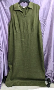 Style & Co Collection Army Green 100% Linen Midi Dress Collared sz 22w - Picture 1 of 8