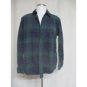 GAP Green Blue Cozy Flannel Plaid ButtonUp LongSleeve blouse top Shirt sz S - Picture 1 of 6