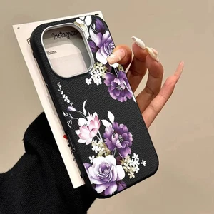 Funda blanda con textura de cuero rosa púrpura 15 14 13 12 11 para iPhone 16 Pro Max - Imagen 1 de 17