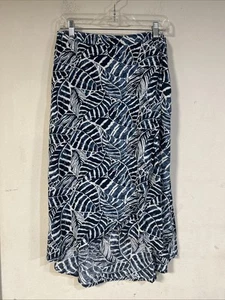 H&M LOGG Womens Med. Midi Wrap Tropical Skirt Summer Coconut Girl Blue Pull On - Picture 1 of 5