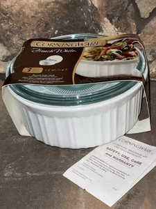 2 of 3 Pc. CorningWare F-5-B French White 1.5 Qt Round w Glass Lid NEW - Picture 1 of 4