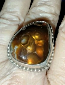 Vintage Sterling Silver Fire Agate Native American Size 10 - Picture 1 of 7