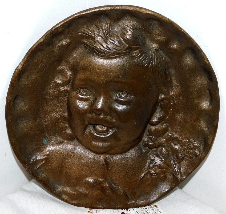 ANCIENNE SCULPTURE BRONZE JEAN QUI RIT ? ENFANT SIGNÉE DERRÉ EMILE FIN XIXème - Photo 1/4