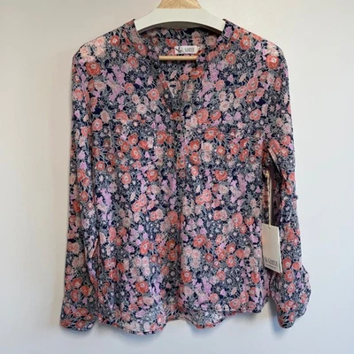 Carve Designs Women's S Organic Cotton Gauze Shirt Poppy Floral Long Sleeve Nwt - Image 1 of 4